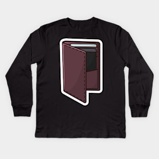 Wallet with Debit Card and Money Hacking Sticker vector illustration. Technology icon concept. Modern sticker design wallet icon logo. Kids Long Sleeve T-Shirt